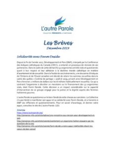 Les Brèves – Décembre 2019 